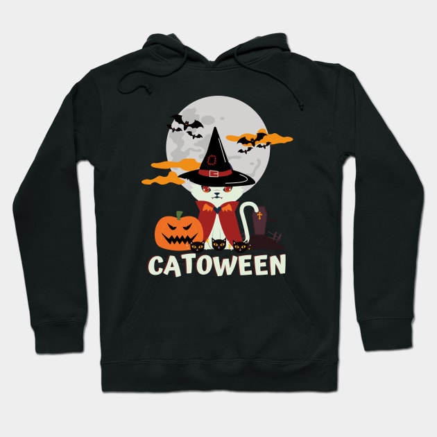 Catoween, cat halloween, cat lover, happy halloween Hoodie by Lekrock Shop